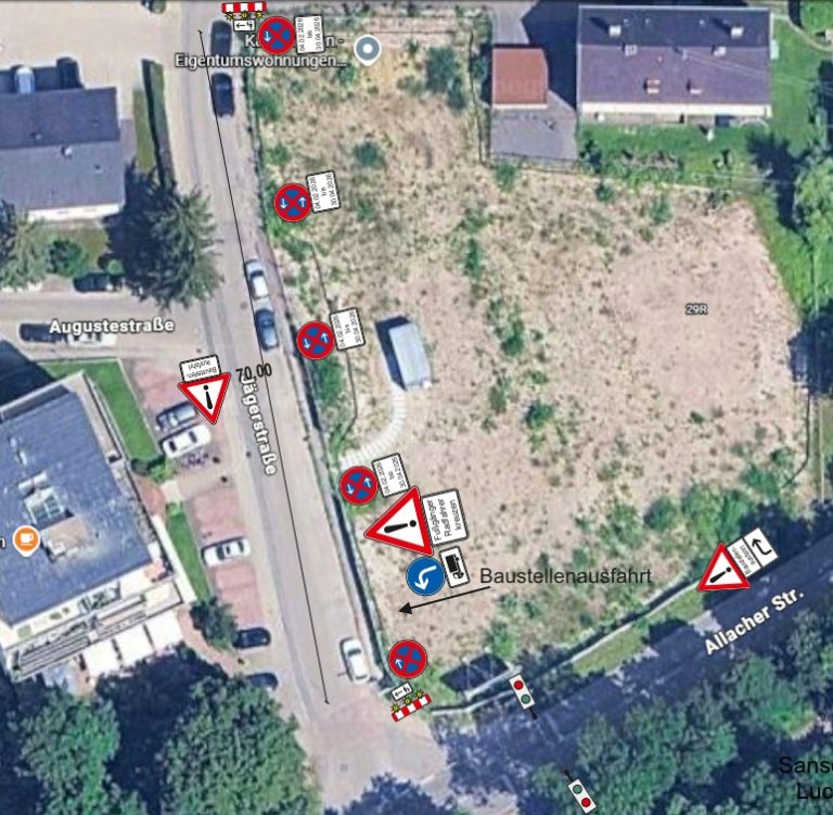 Grafik Gehwegsperrung Gemeinde Karlsfeld